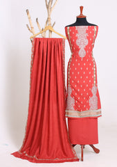 Winter - Riwaj - Embroidered Peach Leather Suit - D#03 - Carrot