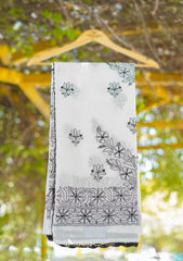 Lawn Chikankari Shawl D - 12 - White