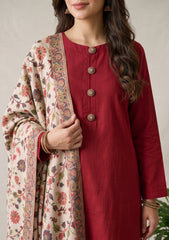 Winter - Riwaj - Pashmina Kani Jamawar 3 Pcs Suit - D#02 - Maroon