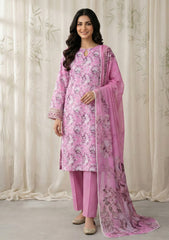 Lawn - Rubaaiyat - Chikankari 26 - Organza Dupatta - D#02 - Pink