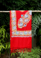 Pashmina Ari Work Scarf D - 12 - Red