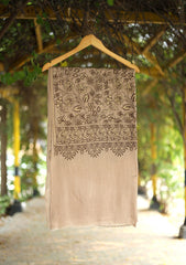Pashmina Ari Work Shawl D - 209 - Fawn
