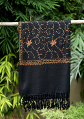 Pashmina Kashmiri Work Scarf D - 07 - Black