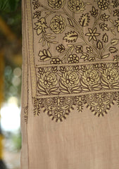 Pashmina Ari Work Shawl D - 209 - Fawn