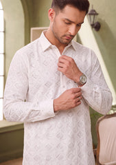 Elite Men China Boski Sequence Embroidered Brown Selvage - Off White