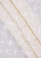 Elite Men China Boski Zari Embroidered Blue Selvage - Off White