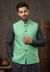 Elite Men Silk Stripe Unstitched Waistcoat Fabric