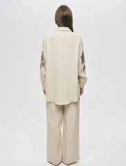Pret - Moven - Elegant Embroidered Oversize Shirt - Skin