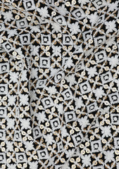 Elite Men Embroidered Sequence Selvage Viscose Fabric - W Black