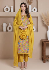 Formals - Riwaj - Embroidered Silk Suit - D#01 - Yellow