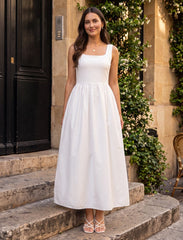 Pret - Moven - Indigo Cotton Blended Jersey Women's Frock - White