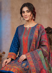 Winter - Fancy Silk Zari Jamawar - 3 Pcs Suit - D#19 - Zink