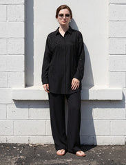 Pret - Moven - Oversize Stone Embellished Shirt - Black