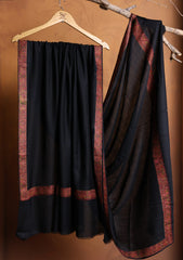 Pashmina Embroidered Border Shawl D#13 - Black