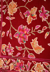 Pashmina Ari Work Wool Shawl D - 05 - Maroon