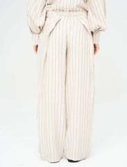 Pret - Moven - Striped Linen Blend Wide Leg Trouser - Skin