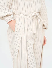 Pret - Moven - Striped Linen Blend Wide Leg Trouser - Skin