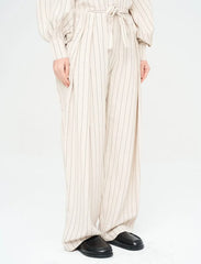 Pret - Moven - Striped Linen Blend Wide Leg Trouser - Skin