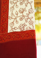 Wool Embroidered Shawl D - 16 - White