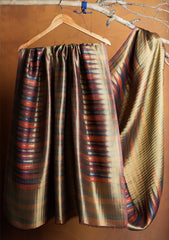 Pashmina Zari Jamawar Shawl D#74 - Pink & Mehendi