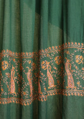 Pashmina Kashmiri Jaaldar Scarf D#38 - D Green