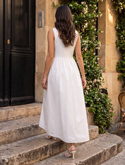 Pret - Moven - Indigo Cotton Blended Jersey Women's Frock - White