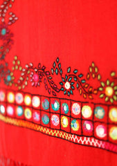 Pashmina Wool Needle Work Shawl D - 18 - Red