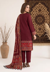 Winter - Fancy Silk Zari Jamawar - 3 Pcs Suit - D#23 - Maroon