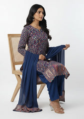 Winter - Riwaj - Pashmina Suit - Kaani Jamawar - Premium 25 - D#46 - N Blue