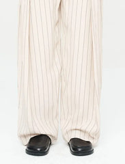 Pret - Moven - Striped Linen Blend Wide Leg Trouser - Skin