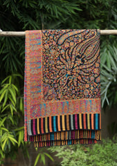 Pashmina Kani Jamawer Shawl D - 125 - Black