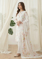 Lawn - Rubaaiyat - Digital Printed 26 - 2 By 2 - D#34 - White