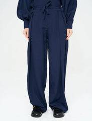 Pret - Moven - Striped Linen Blend Wide Leg Trousers - Blue