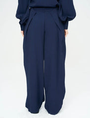 Pret - Moven - Striped Linen Blend Wide Leg Trousers - Blue