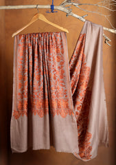 Pashmina Ari Work Jaaldar Shawl D#40 - Skin