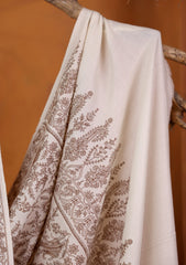 Pashmina Embroidered Jaaldar Shawl D#12 - Off White