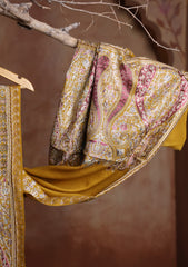 Pashmina Ari Work Jaaldar Scarf D#01 - Mustard