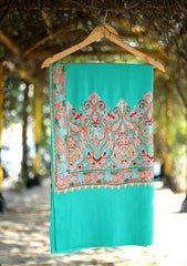 Pashmina Ari Work Jaaldar Shawl D - 05 - DS Green