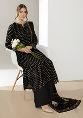 Winter - Riwaj - Velvet Suit - Printed Edit - D#35 - Black 1