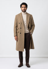 Tweed Selvage Self Texture Woollen Fabric - Golden