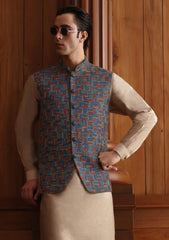 Elite Men China Boski Unstitched Waistcoat Fabric - D#03 - Multi