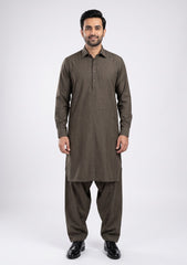 Elite Men Raw Silk Fabric - Mehndi