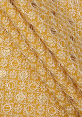 Elite Men Embroidered Sequence Selvage Viscose Fabric - Mustard