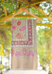 Pure Pashmina Qalamkar Aari Shawl D - 2219 - Multi Skin