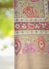 Pure Pashmina Qalamkar Aari Shawl D - 2219 - Multi Skin