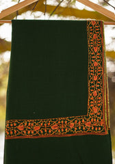 Pure Pashmina Kashmiri Work Shawl D - 26 - B Green