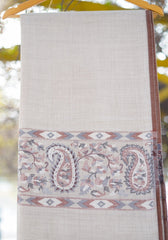 Pure Pashmina Kaani Jamawar Shawl D - 96 - Fawn