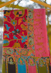 Pure Pashmina Qalamkari Shawl D - 35 - D Red