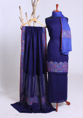 Winter - Riwaj - Pashmina Jamawar Suit - Patch Work - D#22 - N Blue
