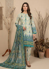 Winter - Riwaj - Printed Pashmina - 3 Pcs Suit - D#11 - L Green